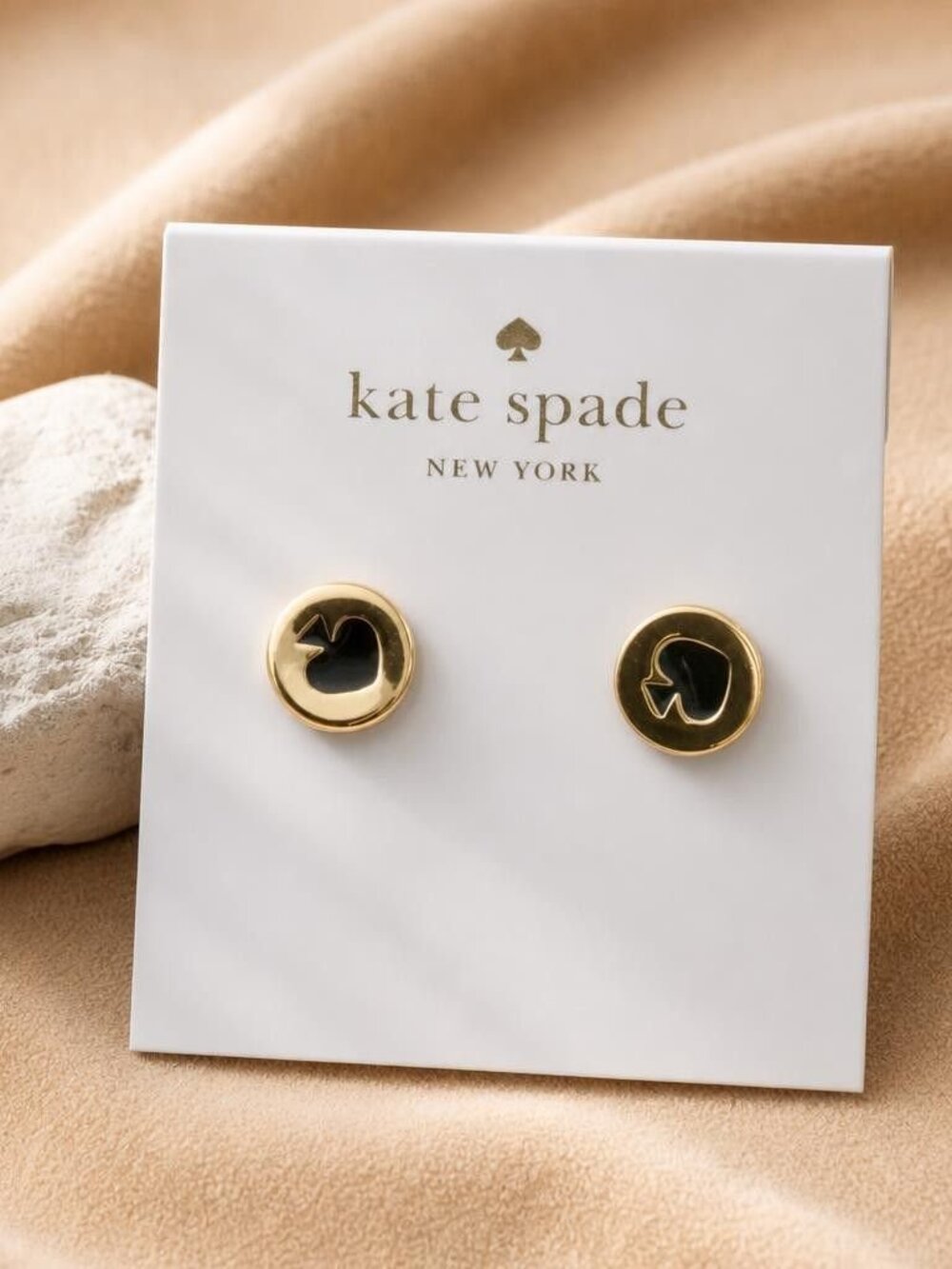 Kate Spade black logo stud earrings